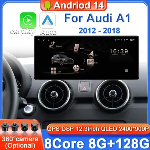 Android 14 Bilradio CarPlay För Audi A1 2012-2018 GPS Bilmultimediaspelare Navi Stereo DSP WIFI BT QLED Pekskärm VHD RHD 8 best sales Audi A1-radio - №6