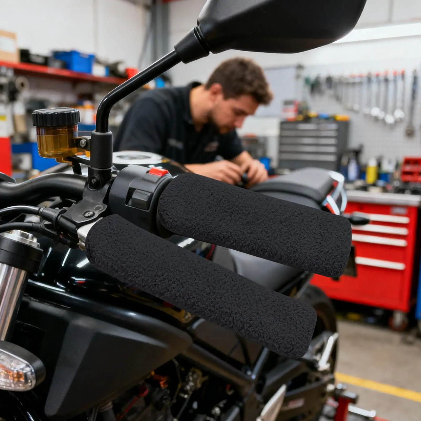 2Pcs Motorcycle Hand Grips Covers Universal Motorcycle Electric Vehicle Handle Cover Handlebar Cover Coldproof Warm Padded