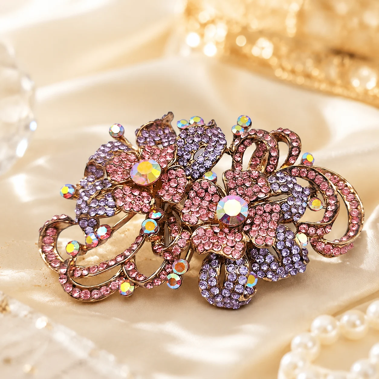 New Fashion High-end Fine Double Flower Visitor Gift Brooch Clothing Accessories Banquet Wedding Jewelry Brooches for Women