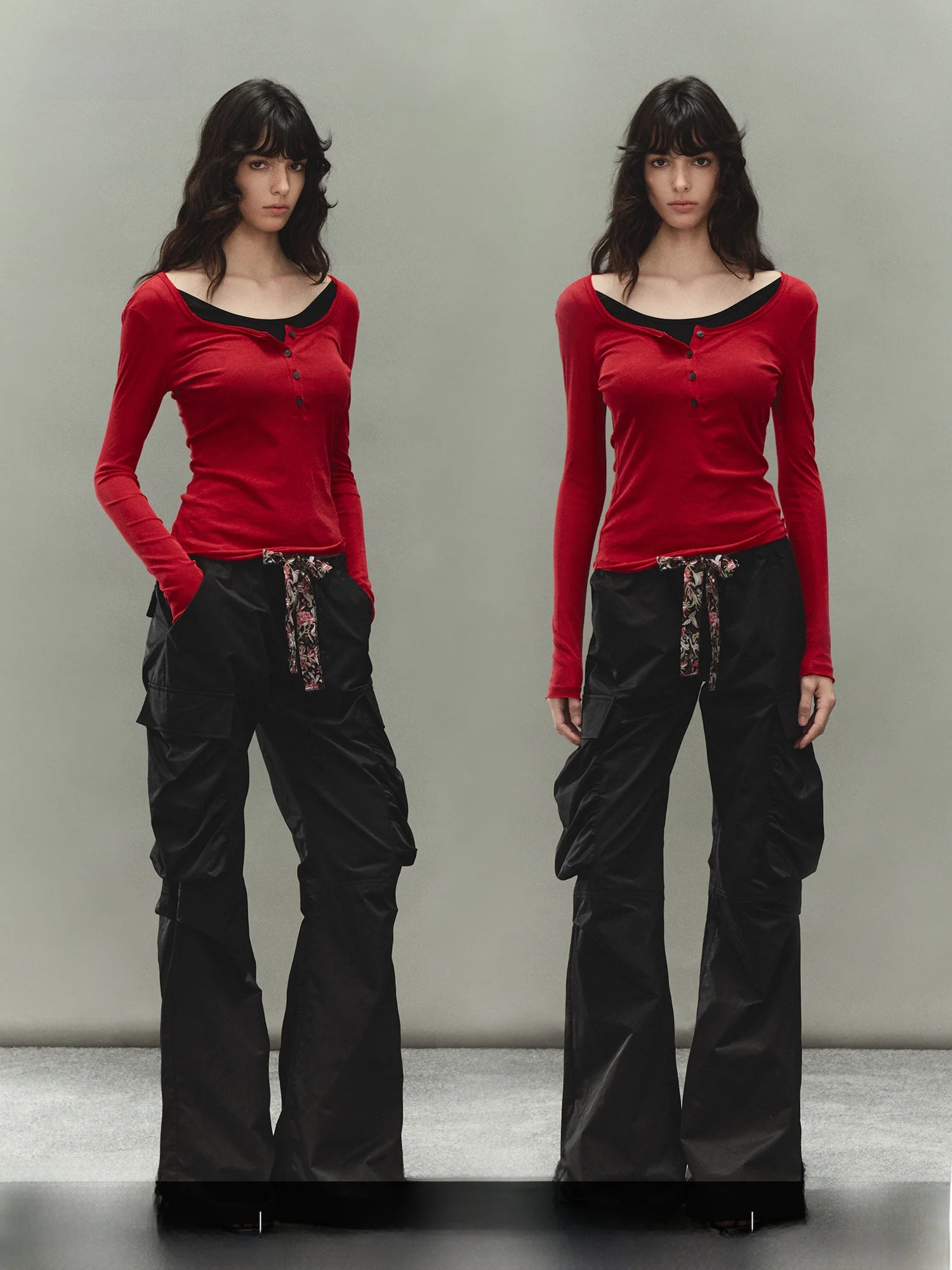 

Приталенная длинная футболка Sve с воротником Генри, повседневный женский хлопковый топ PRRP, многослойный ретро-дизайн Faion, искусственный дизайн из двух предметов