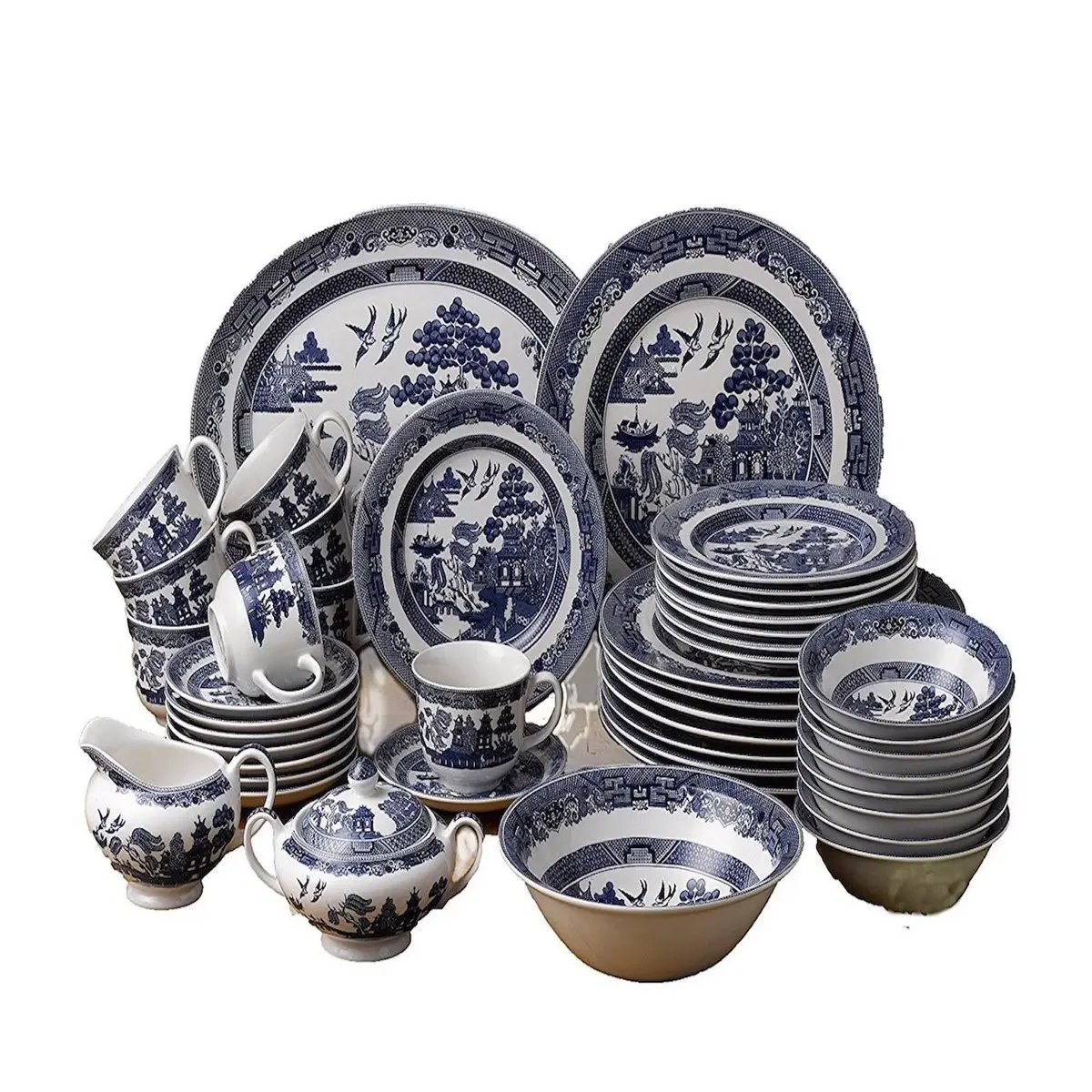 Glazed retro big-name color tableware Plate Tea set Flat plate Plate Oat bowl