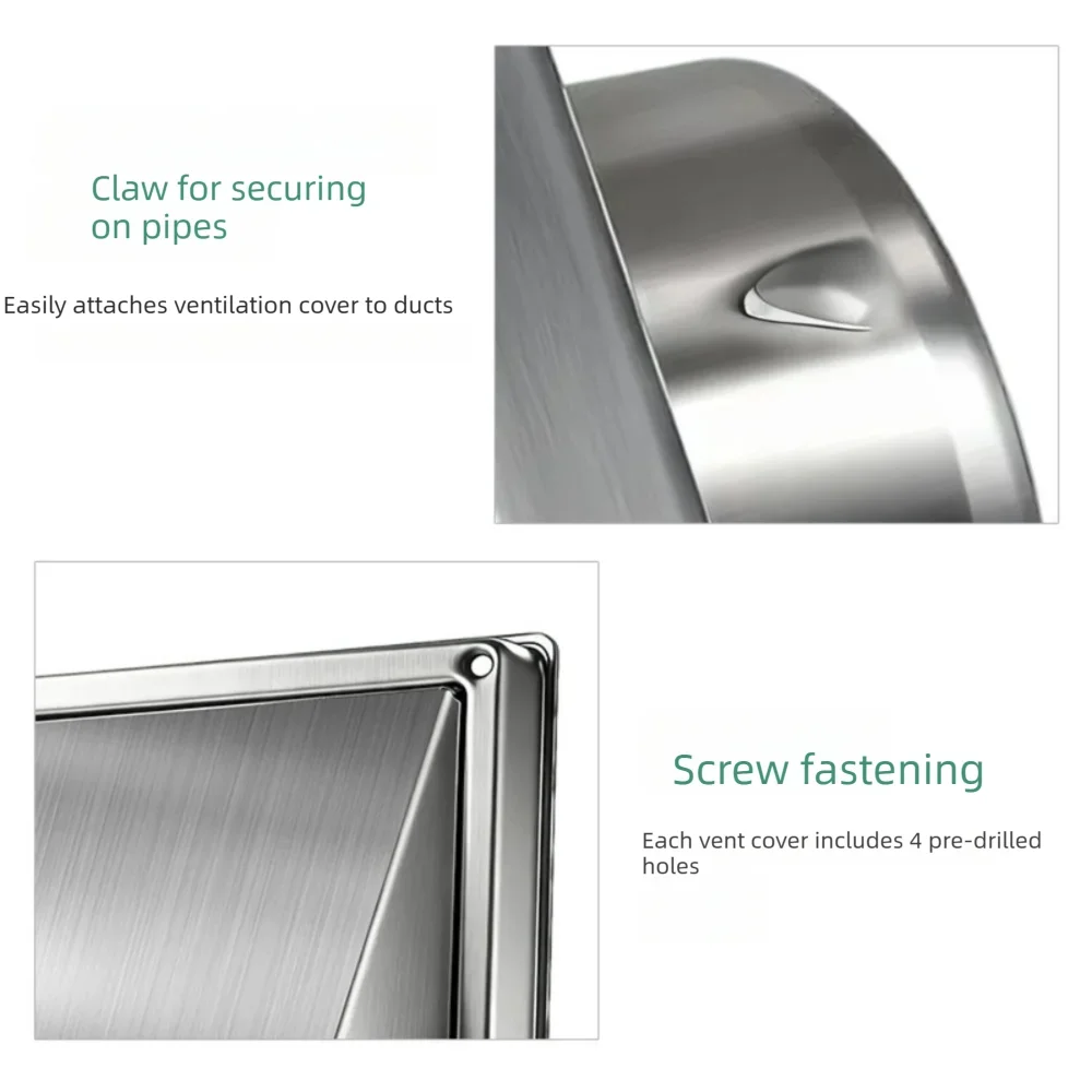 Stainless Steel Square Ventilation Grille Dryer, Waterproof Exhaust Air Vent Cover, Round Outlet Ventilation Grill