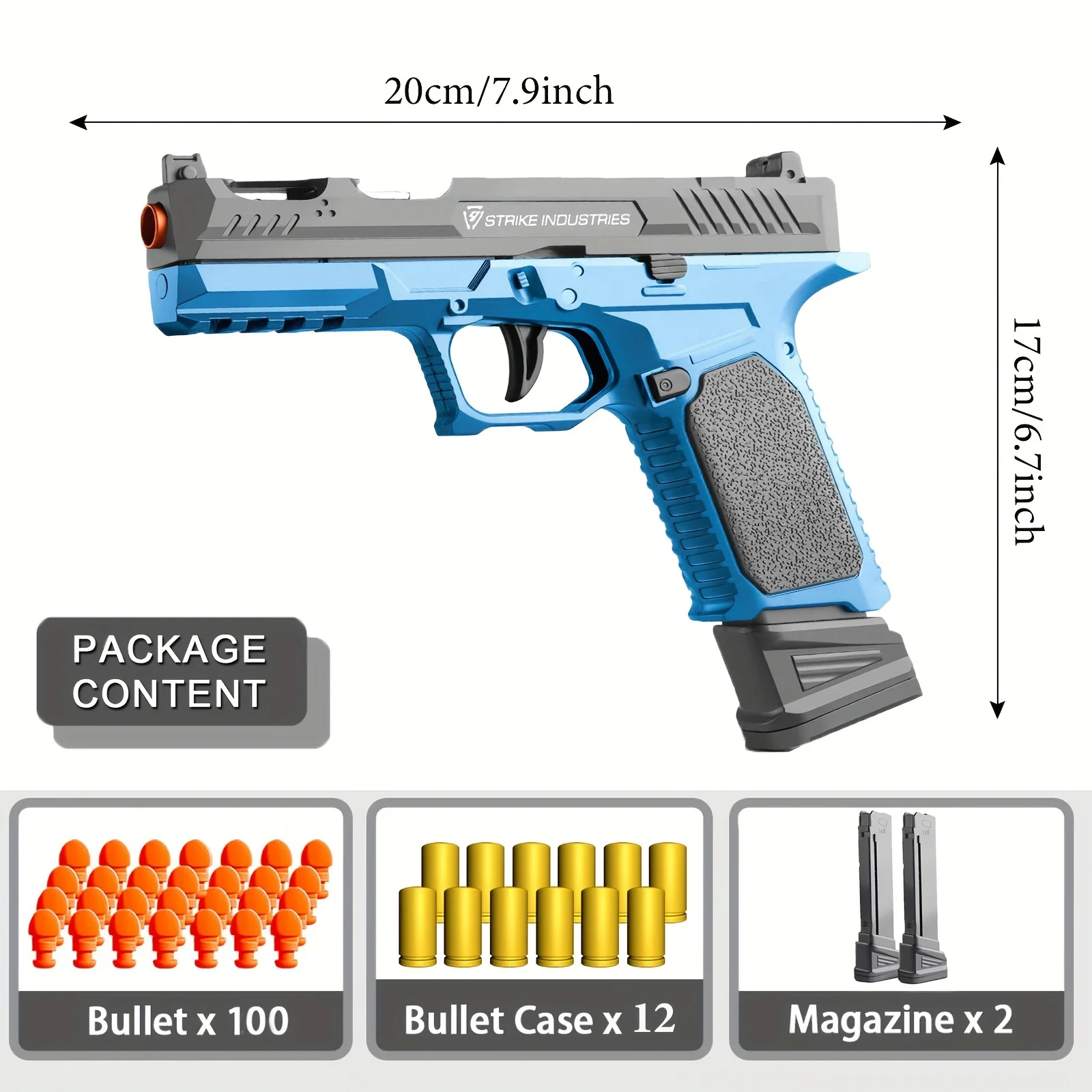Soft Bullet Gun ปืนของเล่น 100 กระสุน, 12 เปลือกหอย, และ 2 นิตยสารใหม่ของเล่นปืนพก Hollow เครื่องแขวน, ของเล่นโฟม Blas