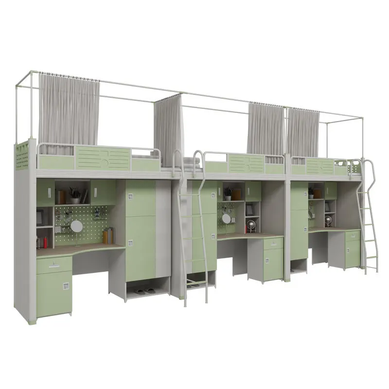 

Apartment bed student dormitory iron frame bed desk wardrobe profile bed four