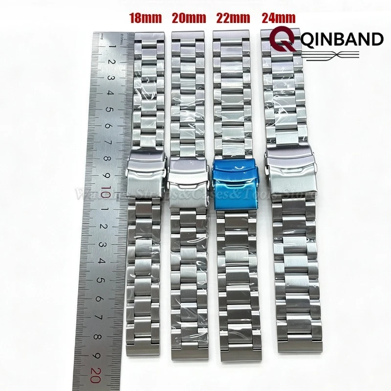 316L massives Edelstahl-Uhrenarmband 18 mm 20 mm 22 mm 24 mm Band für Seiko für Rolex für Omega Luxus-Faltschließe-Armbänder – Detail 1