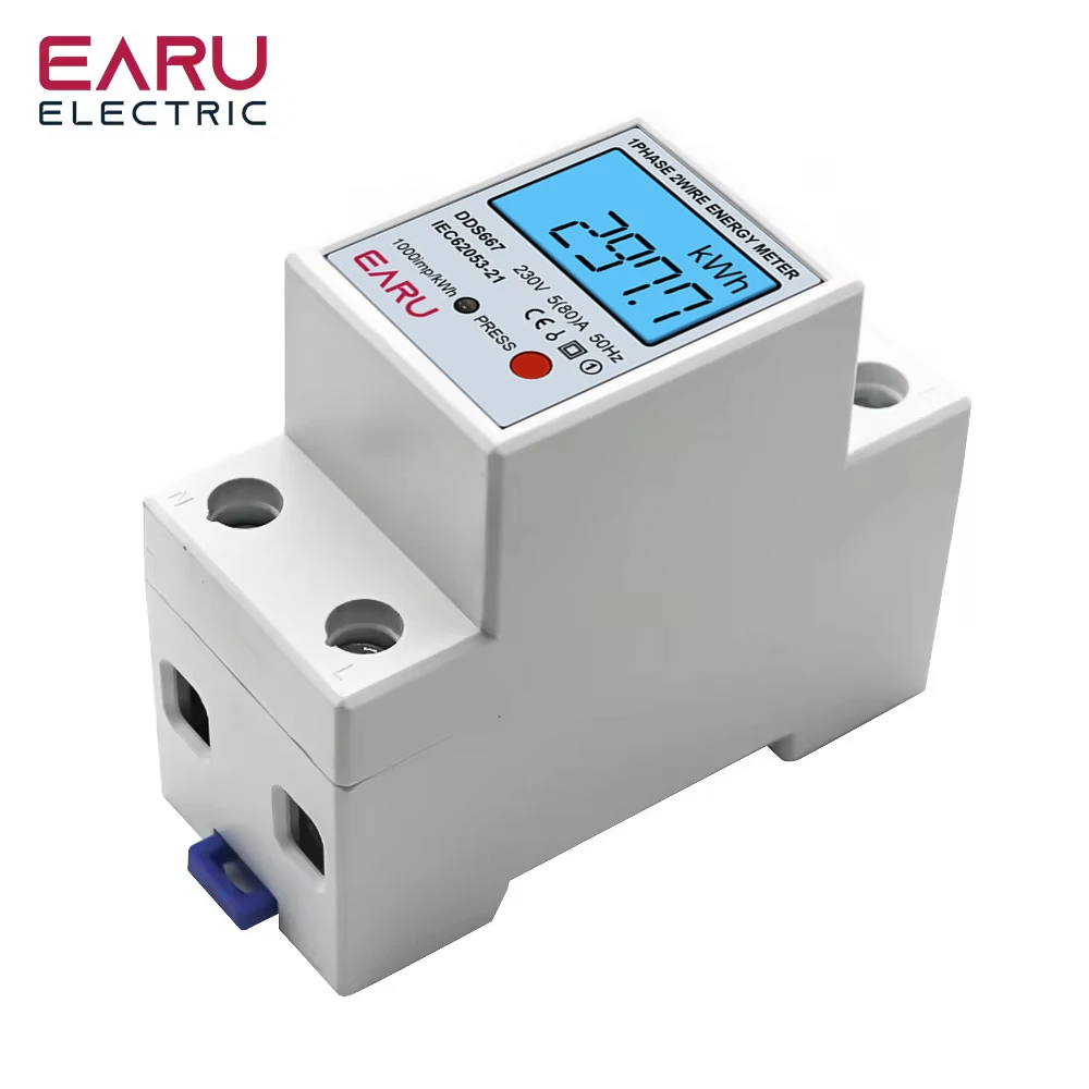 Imagem -04 - Medidor de Energia Monofásico com Luz de Fundo Digital Lcd Wattmeter Eletrônico Reconjunto Zero Consumo de Energia Trilho Din ac 110v 220v 80a Kwh