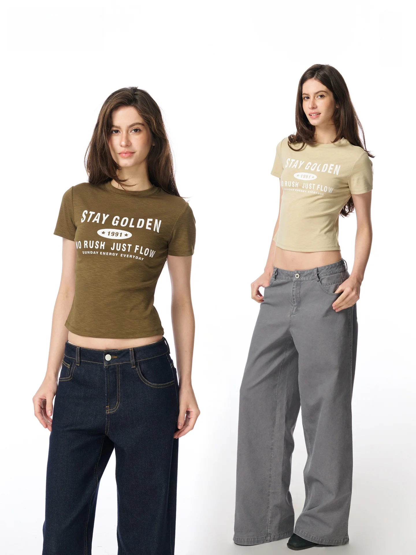

Yuuue Bamboo Cotton Letter Print ort Sve Knitted Slim Fit T-irt Spring 2026 New Sle Street Faion Universal Size
