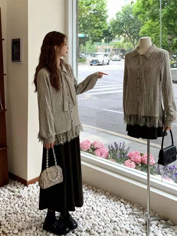 

Ретро-топ с кружевными вставками, свободного кроя, женский, весенний, новый, с защитой от УФ-излучения, длинный рукав, повседневный, модный, трендовый