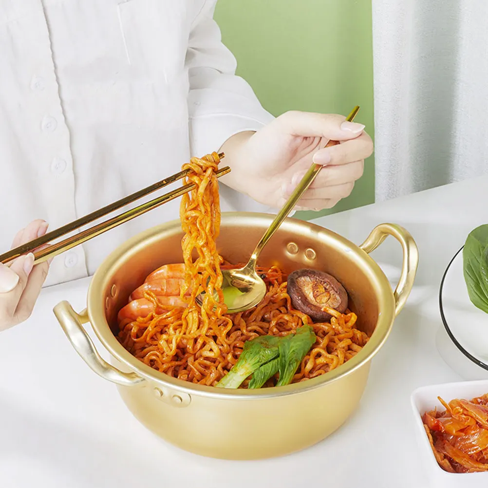 Olla de aluminio Premium sin recubrimiento para cocina, olla Ramen con mango Binaural, cocina de espagueti para sopa doméstica, antiadherente, resistente, 1 ud.