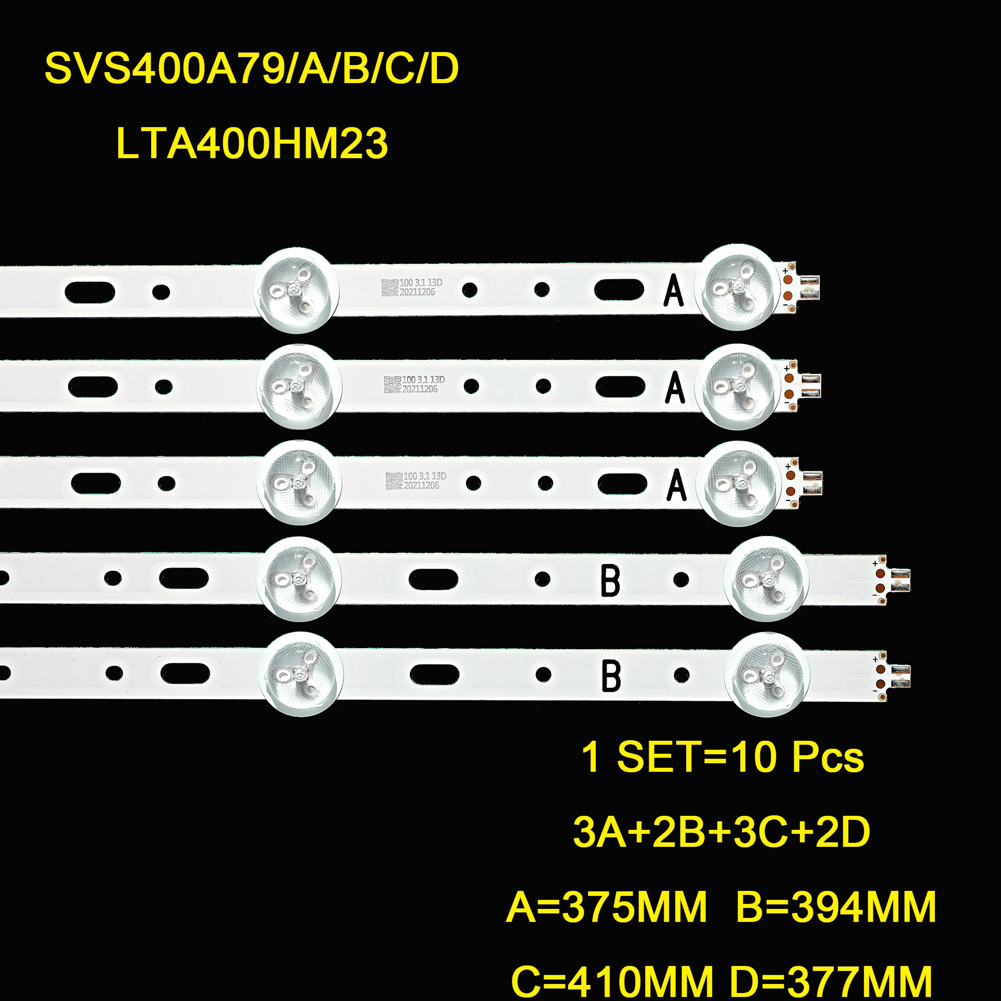 10pcs LED Backlight strip for 40PFL3208H 40PFL3208K 40D1333B 40L1333B 40PFL3208T LTA400HM23 SVS400A73 SVS400A79 A B D C D