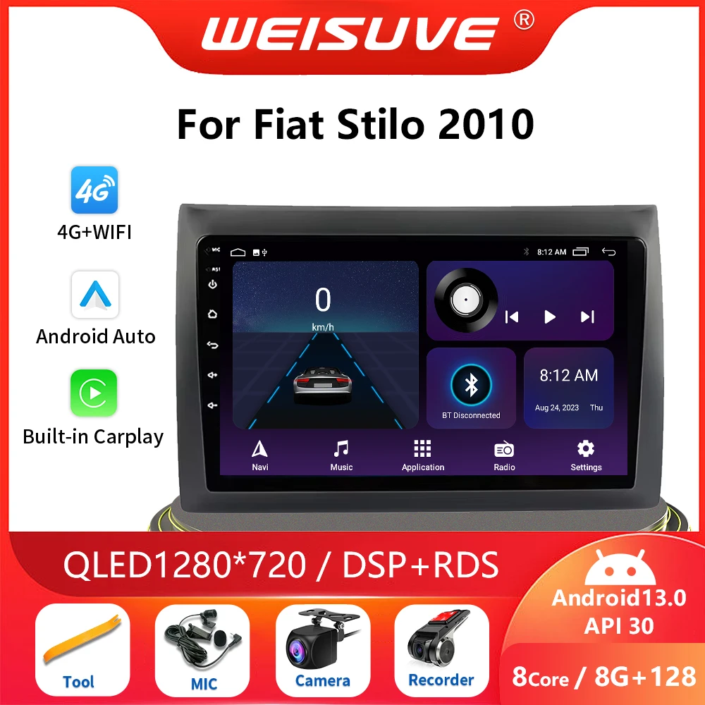 2 din Android 13 Car Radio Multimedia Video Player For Fiat Stilo 2010 Autoradio Carplay Stereo GPS Navigator Head Unit 9