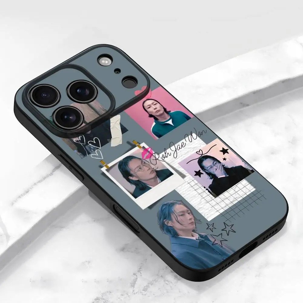 حافظة هاتف R-Roh Jae Won لهاتف iPhone 17,16,15,14,13,12,11,Pro,Max,Plus,E,Air,Mini غطاء أسود واقٍ