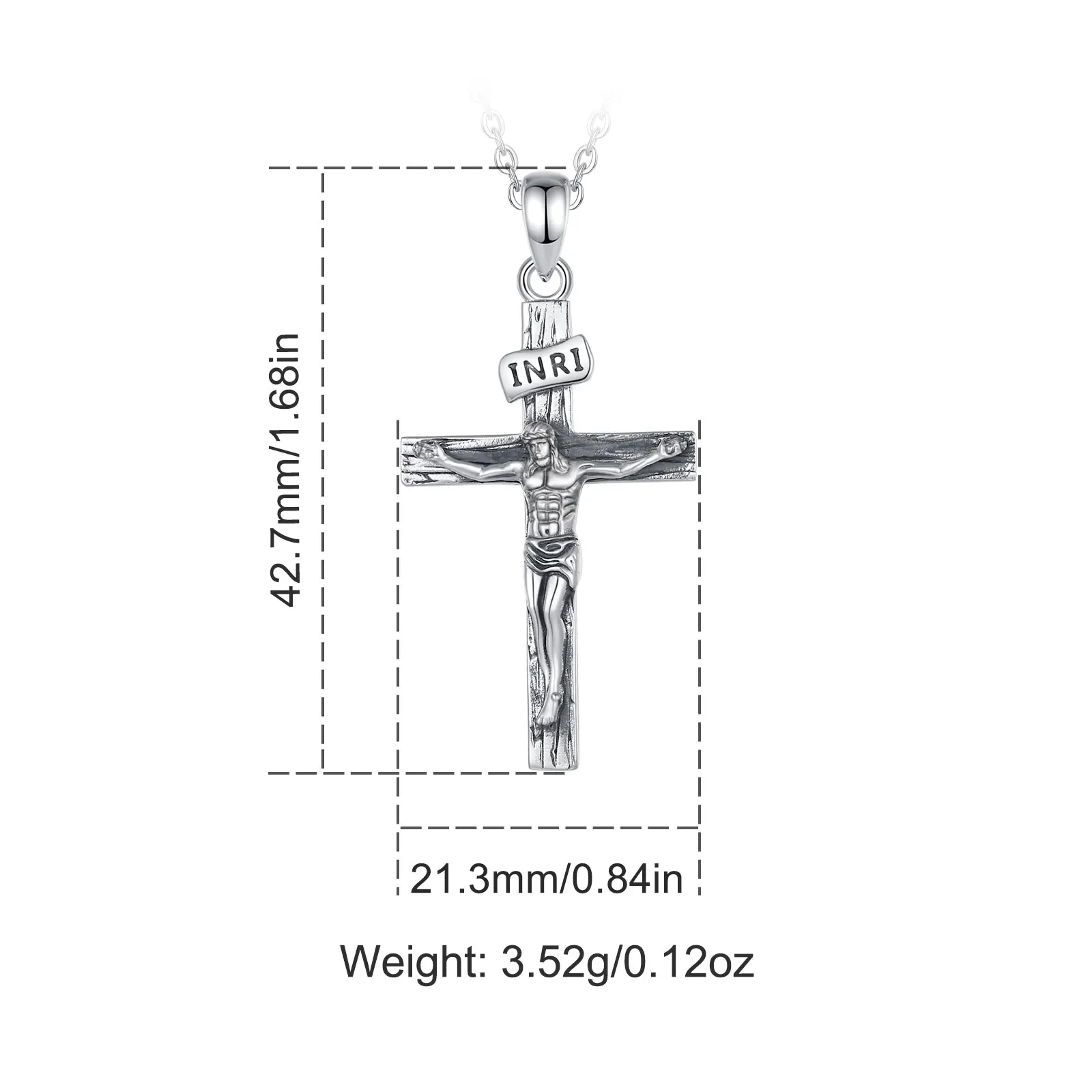 Eudora 925 Sterling Silver Crucifix Cross Necklace Jesus Cross Pendant Christian Amulet Men Women Vintage Personality Jewelry