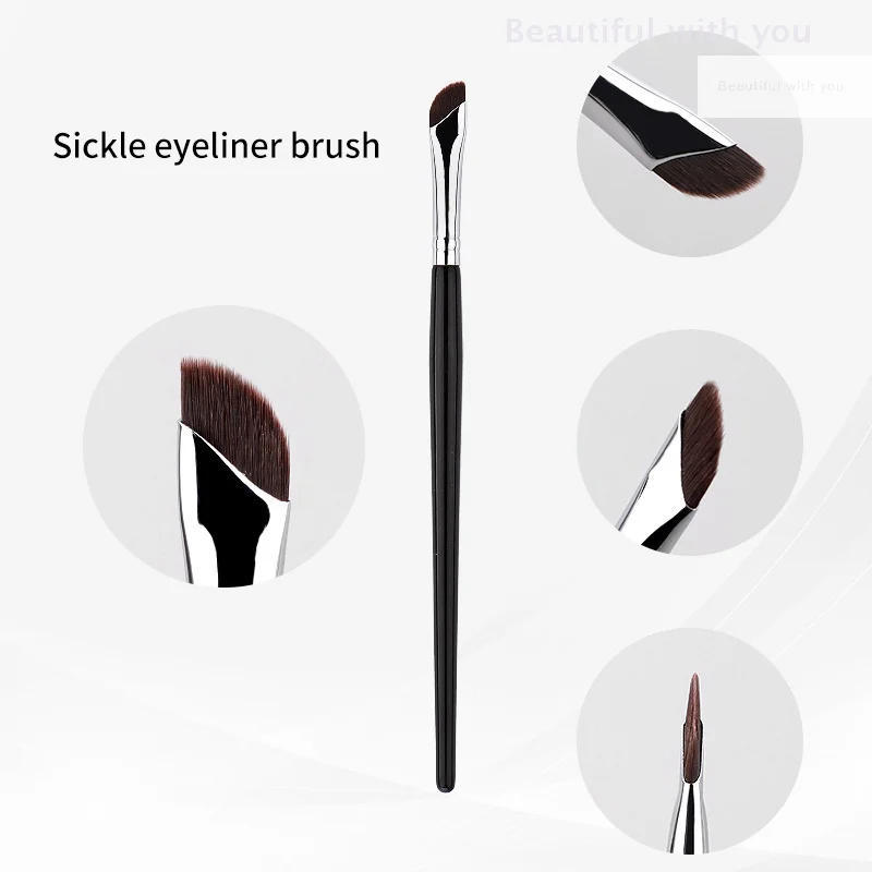 Pennello per eyeliner con lama di aggiornamento da 7 pezzi Pennello per sopracciglia piatto ultra sottile ad angolo fine sotto gli occhi Pennello per trucco