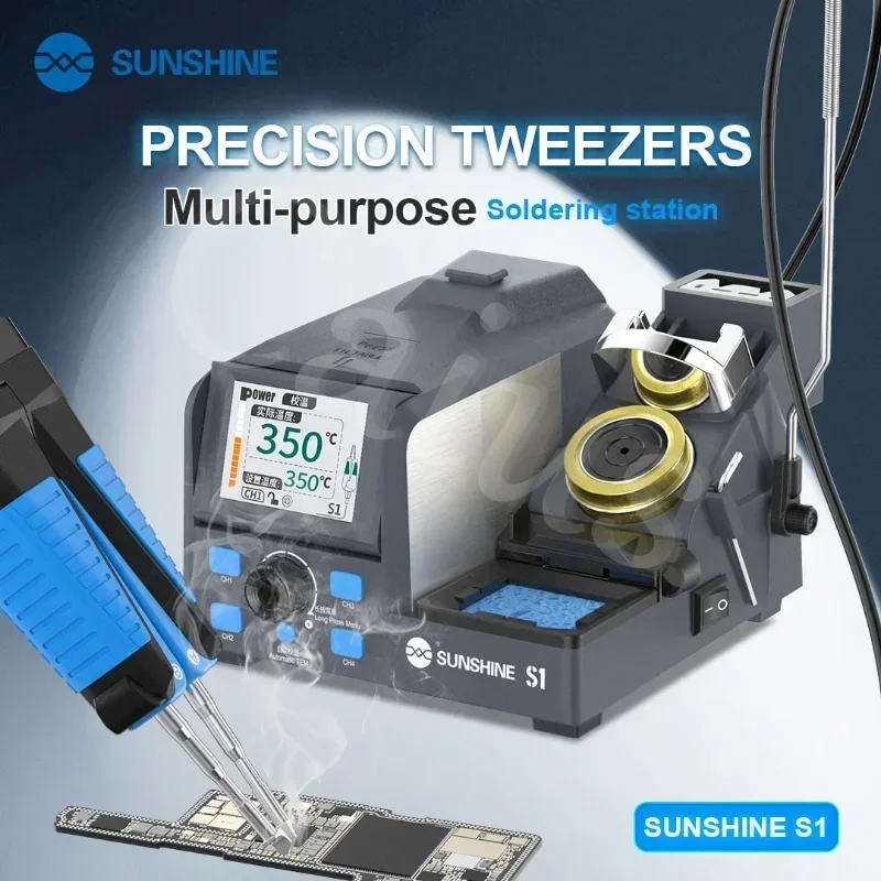 

SUNSHINE S1 Precision Tweezers Multi-purpose Soldering Station Smart Color Screen Rapid Heating 2S Tinning Soldering Station