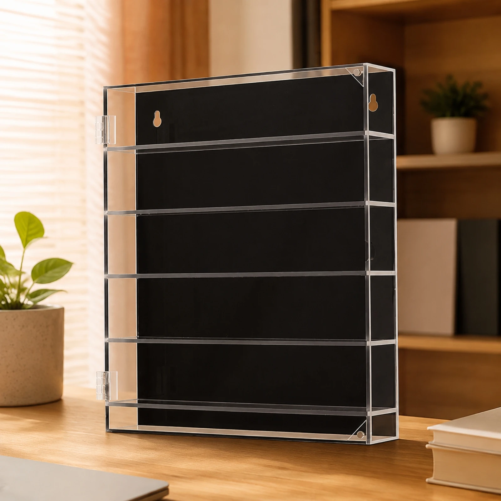 Acrylic Showcase Tiered Dust-Proof Acrylic Display Case with Hinged Front Cover Showcase Space-Saving for Collectors