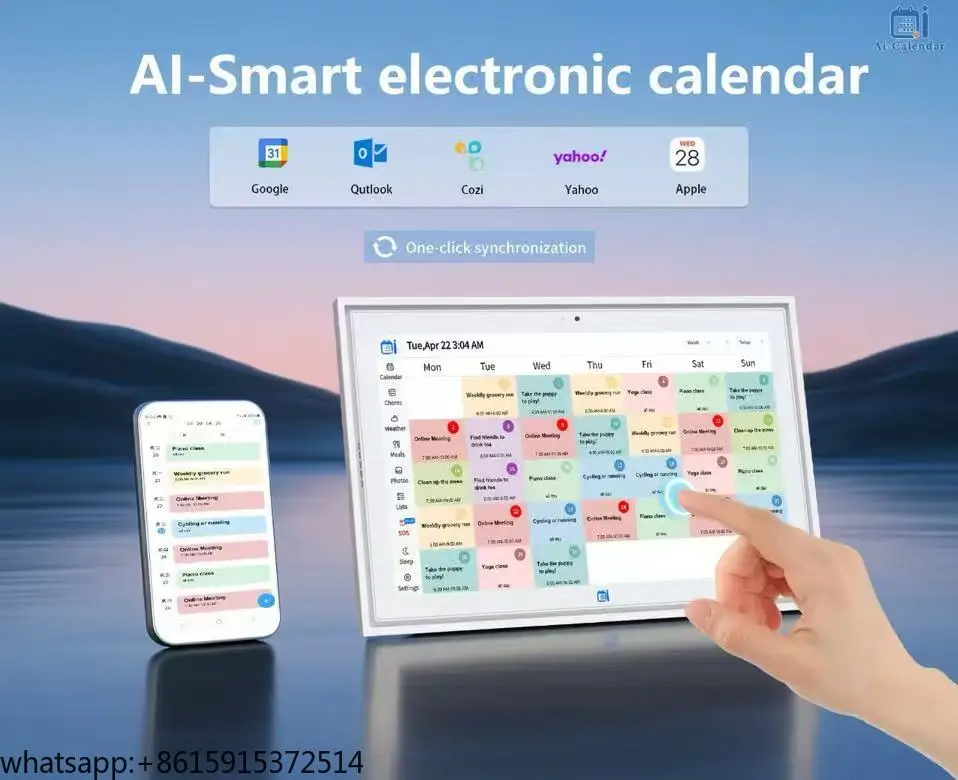 TCDSTAR14.1 15.6 24 32 Inch Digital Calendar Wall Touch Screen Android 14 Black Smart Digital Google Calendar Display Interactiv