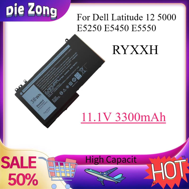 New high-quality11.1V 3300mAh Replace battery RYXXH for Dell Latitude 12 5000 E5250 E5450 E5550 Laptop Battery