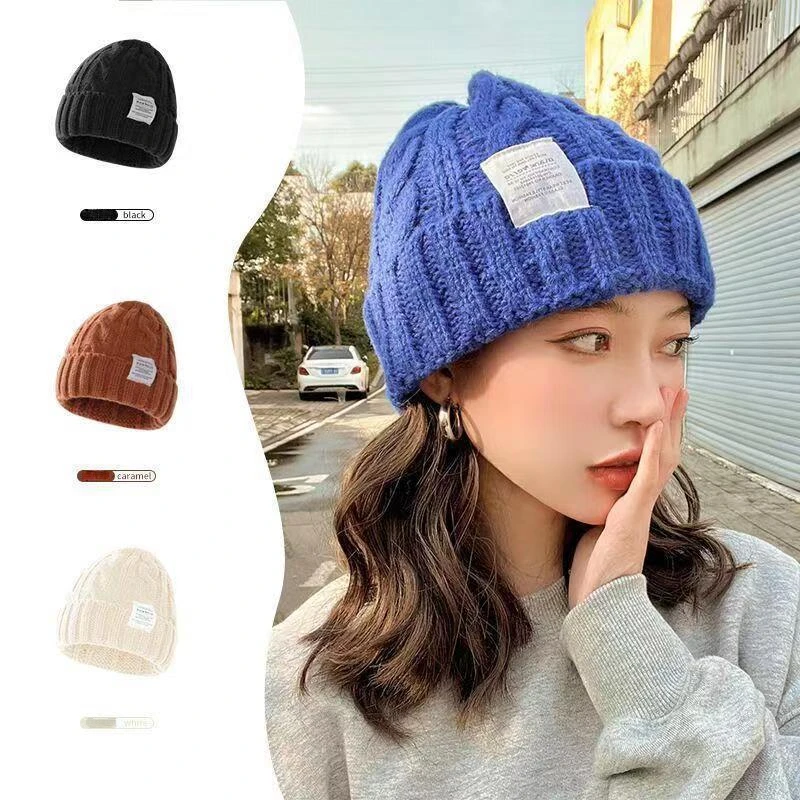 2024 baru Mohair Woven adonan goreng anyaman bentuk memutar dengan wanita topi musim dingin warna Solid musim gugur Beanies hangat Bonnet Skullies