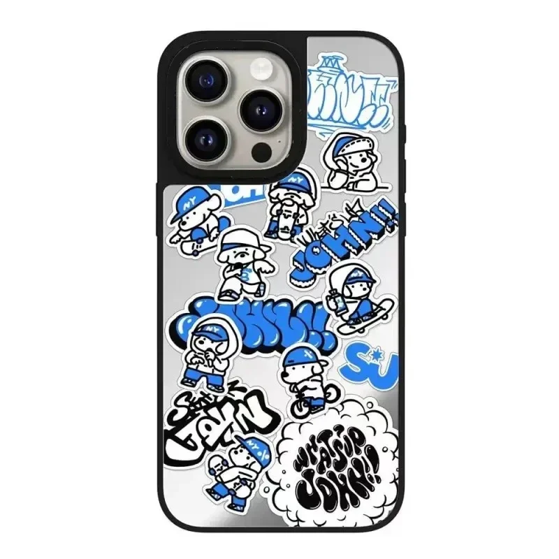 

Skateboard Dog Mirror Surface MagSafe Phone Case Cover for iPhone 11 12 13 14 15 Pro Max Case for iPhone 15 Pro Max