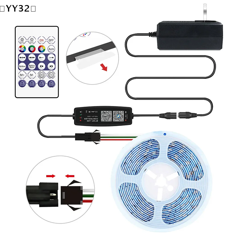 WS2811 WS2812B SP6812 Bluetooth LED Pixels Strip Controller For Color Tape Lights BT APP Music Control 28Keys Remote 〔YY32〕