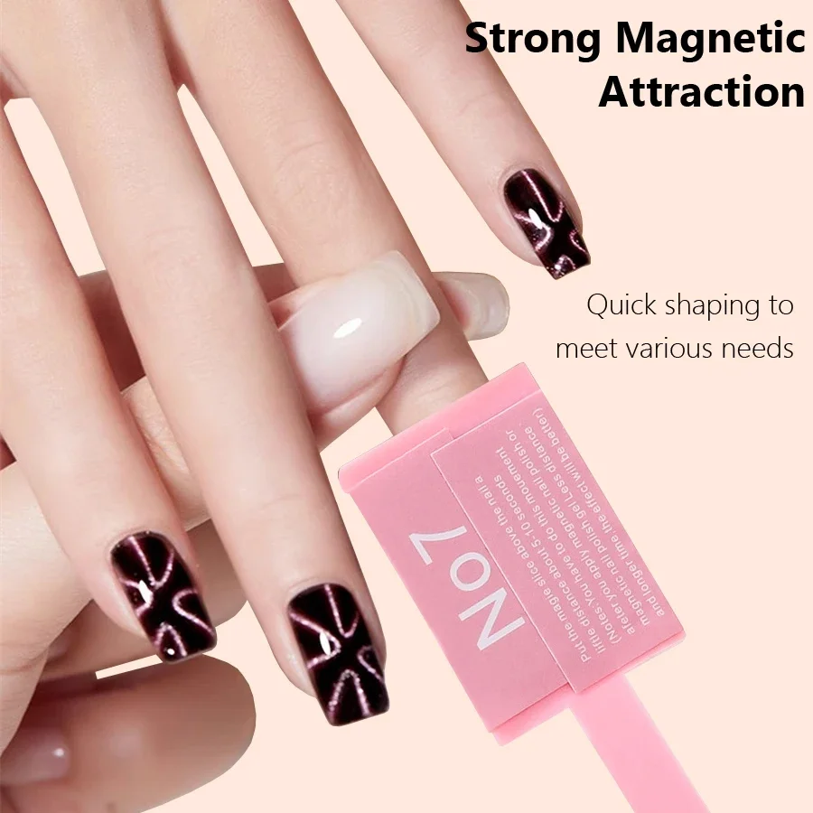 5Pcs Set Cat Eye Magnetic Stick Pink Magnet Plate Wand, Heart Wave Pattern for 3D Cats Eyes Gel Polish Manicure