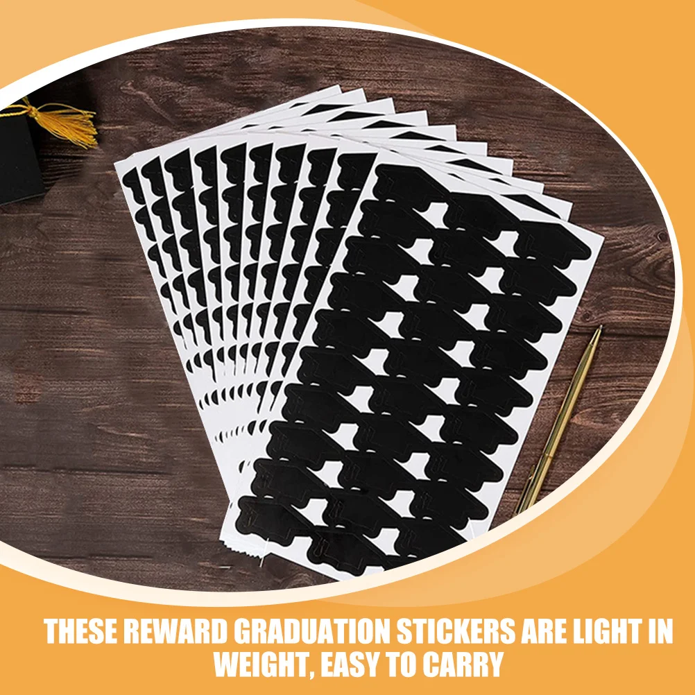 

10 Sheets Doctor Degree Graduation Cap Stickers Reward Self-Adhesive Stickers for Classroom Craft Teacher Supplies