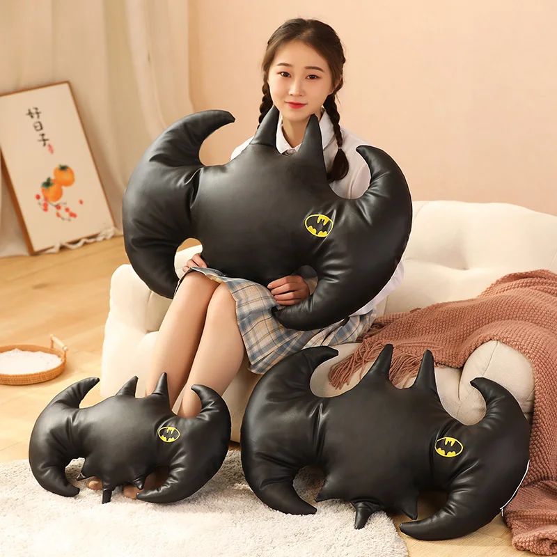 Pictorial Black Bat Shaped Plush Pillow Cool Superman Sofa Cushion Bay Window Nap Pillow Stuffed Animal Toys Hobbies Xmas Gifts