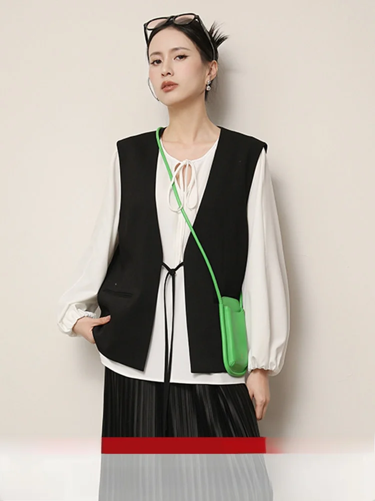 

Женская майка-топ XUS с V-образным вырезом и запахом, свободного кроя, для весны и осени, из смесового полиэстера и спандекса