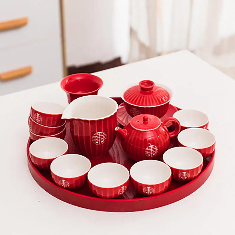 

Chinese Tea Gift Set Service Porcelain Kettle Tea Pot Cups Tray For Adults Men Women Tea Ceremony Wedding Party Home De
