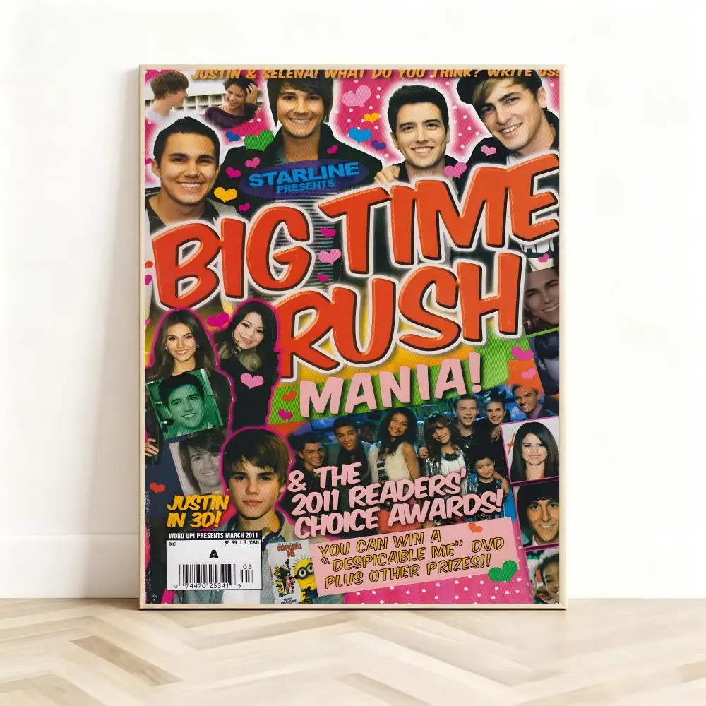 Energetic Band B-Big Time Rush Poster Classic Self-Adhesive PP Wall Sticker for Living Room Bar Decor Gift