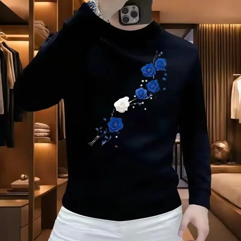 البلوز الرجال الشتاء الجديد جولة الرقبة العصرية قاع قميص طويل الأكمام عارضة أعلى هوديس