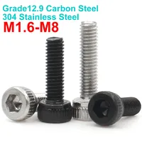 5-50pcs DIN912 A2-70 304 Stainless Steel grade 12.9 Black Hexagon Hex Socket Cap Head Screw Bolt M1.6 M2 M2.5 M3 M4 M5 M6 M8