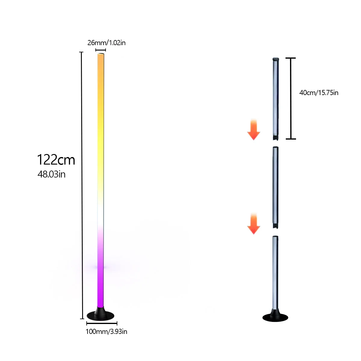 EISSLOLY 1/2 pièces lampadaire RGB Intelligent contrôle des applications synchronisation de la musique minuterie d'éclairage d'angle