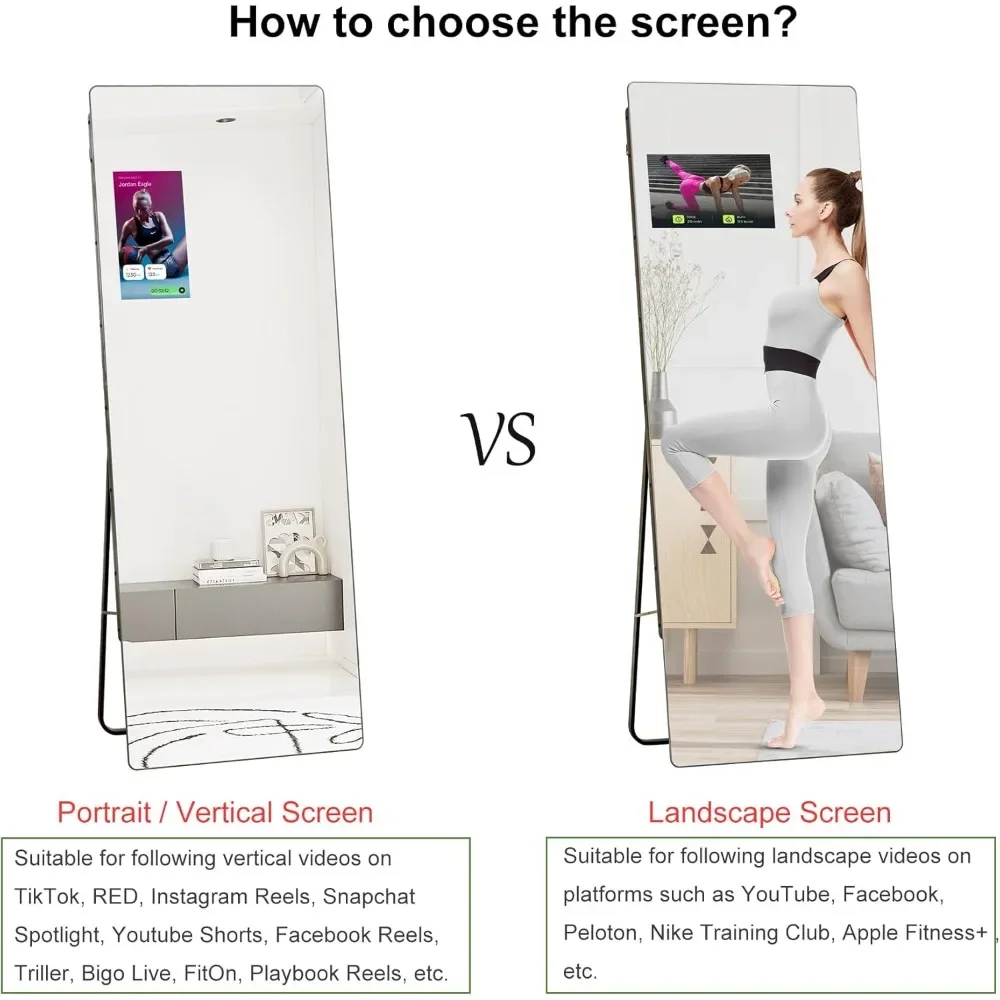 صفقة رائعة. مرآة صالة الألعاب الرياضية المنزلية الذكية، مرآة تدريب مع شاشة عرض مقاس 14 بوصة، تدعم وظيفة صب الهاتف #2