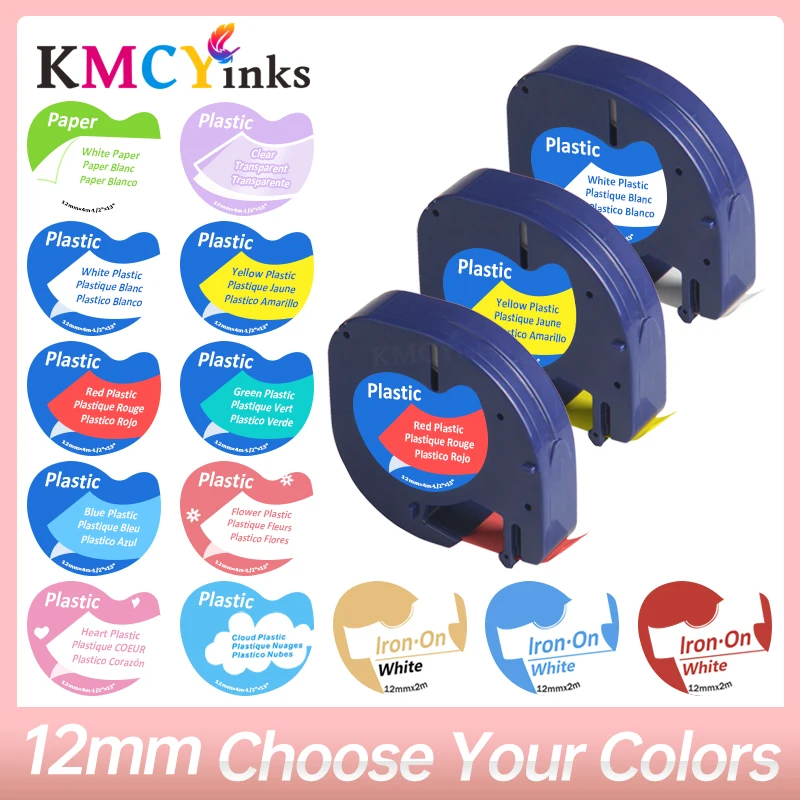 KMCYinks 12mm Band Kompatibel für Dymo LetraTag 91201 12267 91200 91202 91203 91204 91205 Kennzeichnung Bänder Für Dymo LT100H