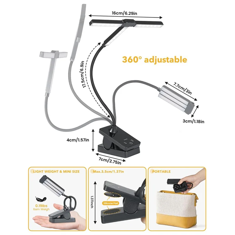 ABNM LED ピアノライト グランドピアノ用調節可能なスタンド付き、ミュージシャン、読書、クラフト用譜面台ライト アップライトピアノ用
