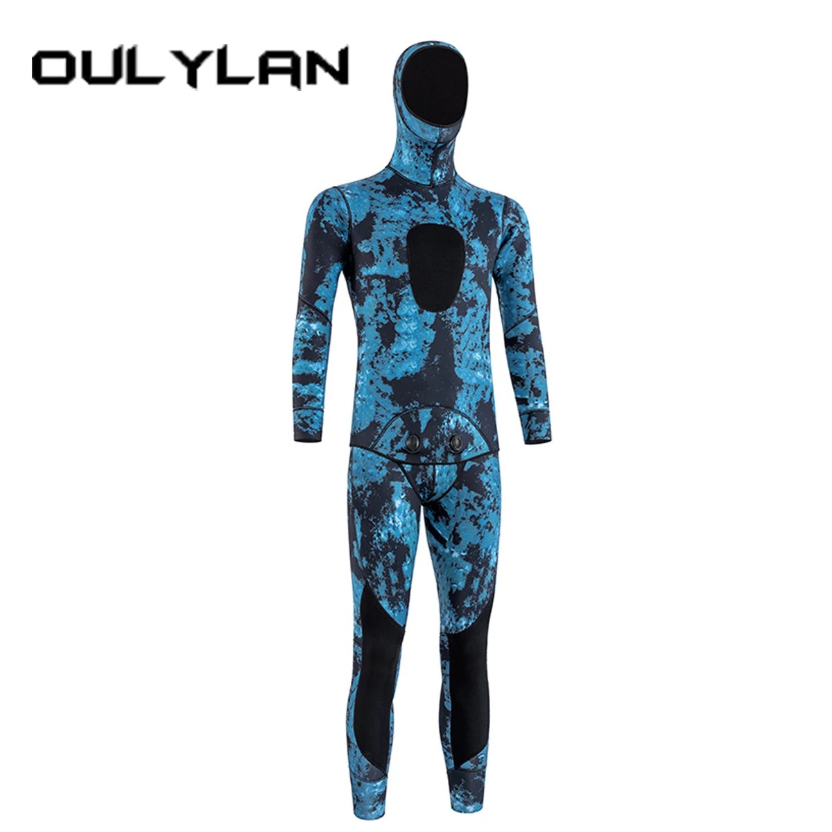 

3MM Camouflage Diving Suit Men's Separate Print Quick Drying Warm Surfsuit 2-piece Hooded Wetsuit Neoprene Scuba Diving