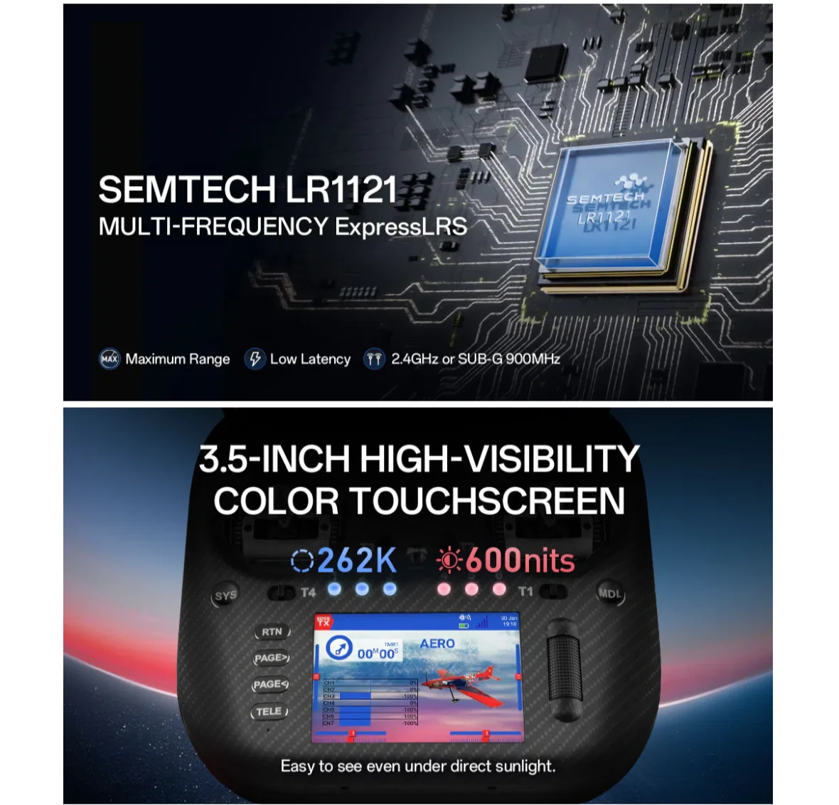 Radiomaster TX15 Max Funkfernsteuerung ExpressLRS 3,5-Zoll-IPS-Touchscreen mit AG02 CNC Hall Gimbal, integriertem Gyro und Mikrofon – Detail 4