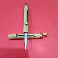 Mini Brass Multi-Purpose Knife Keychain Retractable Outdoor Bottle Opener Self-Defense Precision Compact Tactical Pen