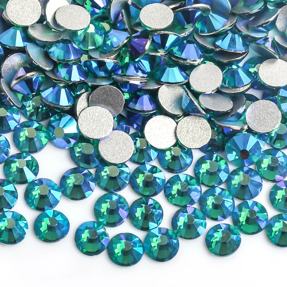 Green Zircon AB Rhinestones 1440pcs/lot Flat Back Non Hot-fix Glitter Stones,DIY 3d Phones Decorations Supplies