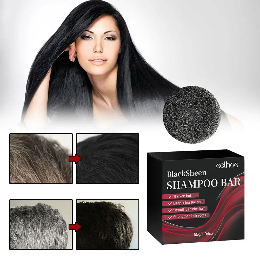 55g Shampoo oscurante per capelli Shampoo nero solido ripristina il colore dei capelli Anti perdita di capelli sapone profondamente pulito promuove forte