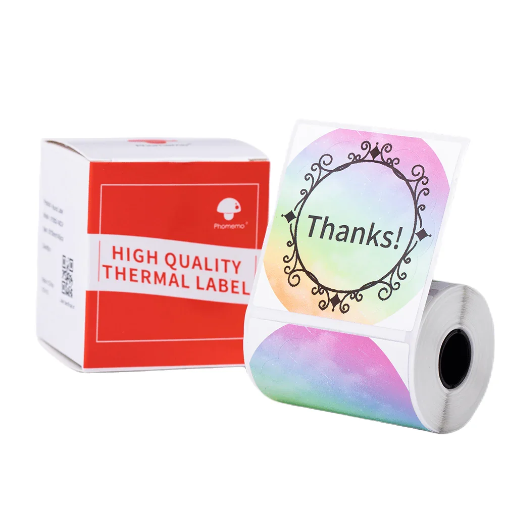 140pcs Phomemo 50mm Label Sticker DIY Thermal Label Paper for Compatible with M110 M120 M220 M221 PM246S PM241-BT D520Printer