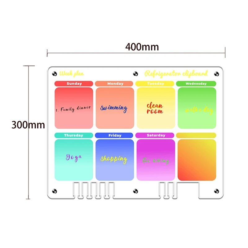 مخطط لوح أبيض واضح قابل لإعادة الاستخدام ، تقويم مغناطيسي للثلاجة ، شهري وأسبوعي ، 16x12in ، 2 مجموعة