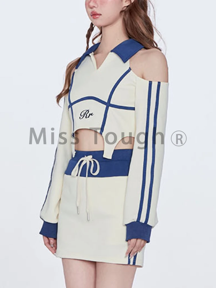 Autunno stile coreano due pezzi Set donna Sexy Party Off spalla Chic gonna vestito femminile Casual Crop top + elegante minigonna nuovo