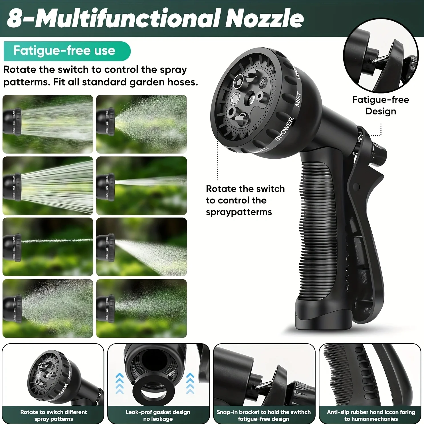 

Садовый шланг длиной 10 метров с 8-функциональной насадкой, не спутывается и не протекает, легкий и гибкий, прочный для использования на дворе, в саду и на открытом воздухе
