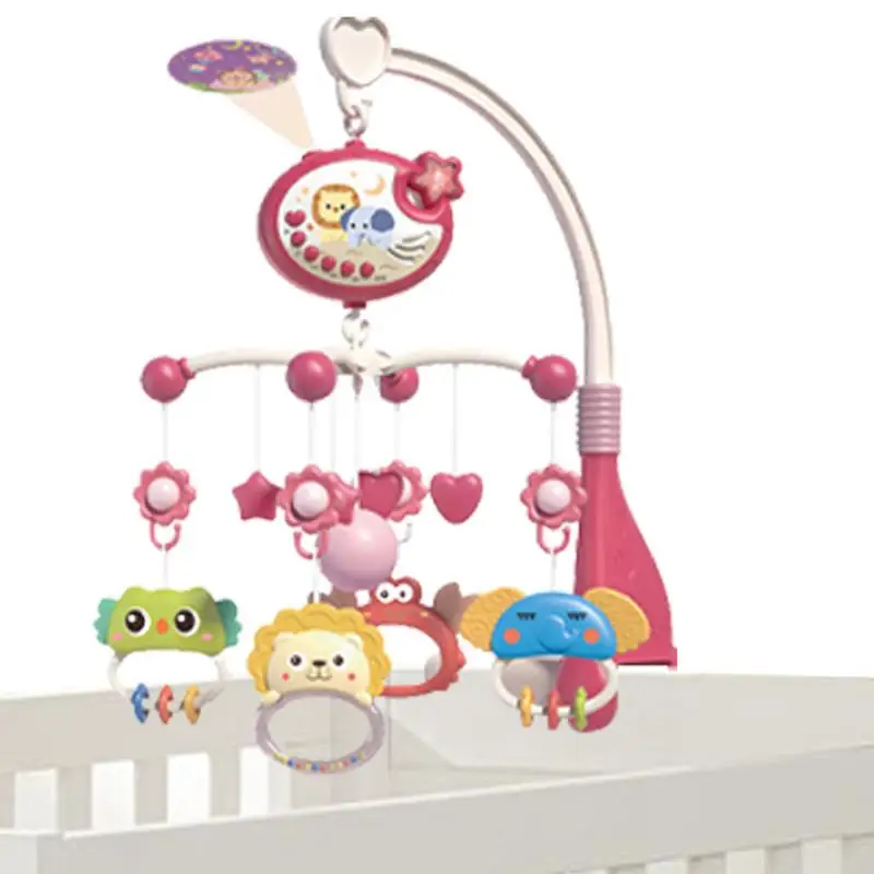 

Baby Crib Mobile Bed Bell Rattle Holder 0-3 Years Old Rotary Remote Control Infant Girl Boy Hanging Toys