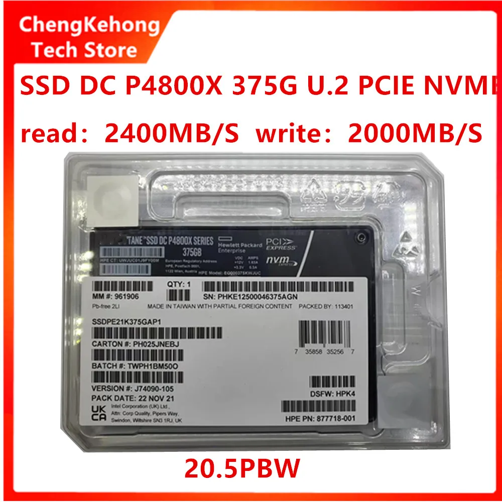 Original FOR INTEL OPTANE DC P4800X 1.5T 375G U.2 PCIE3.0 NVME Solid State Drive Enterprise Class Ultra Long Life System Disk