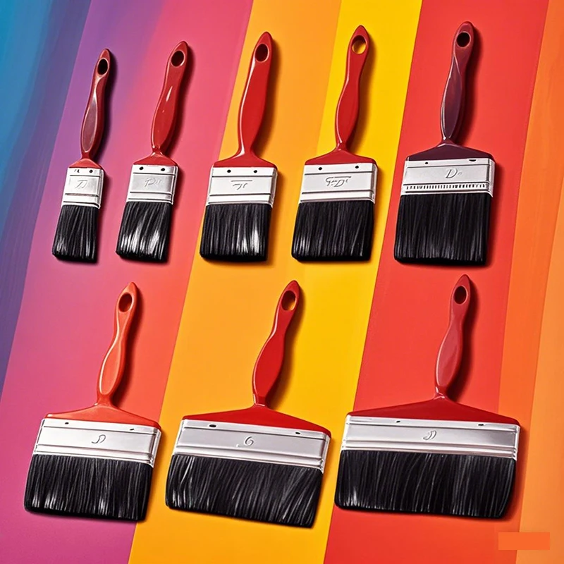 Red Plastic Handle Black Bristle Brush Painting Tool Decoration Paint Latex Cleaning Barbecue Baking Painting