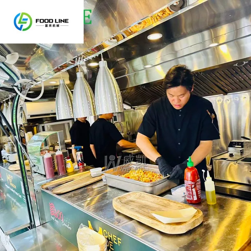 Gerobak Restoran Keliling Lengkap dengan Peralatan Stainless Steel, Kedai Kopi, Bar, Taco, Pizza, Truk Makanan, Dapur Lengkap